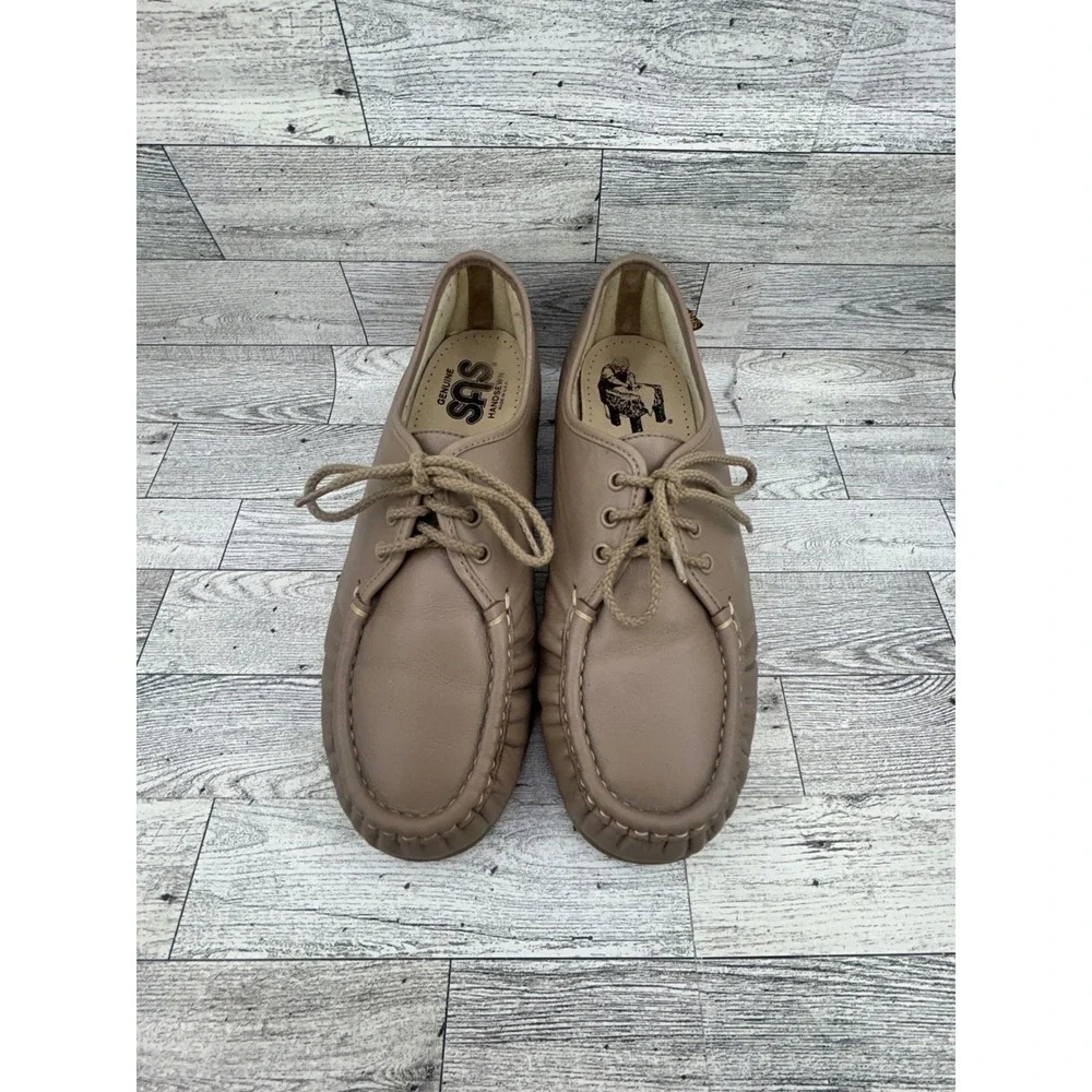 SAS Free Time Taupe Leather Lace Up Walking Shoes‎ Women Sz 10.5 WW Handsewn USA